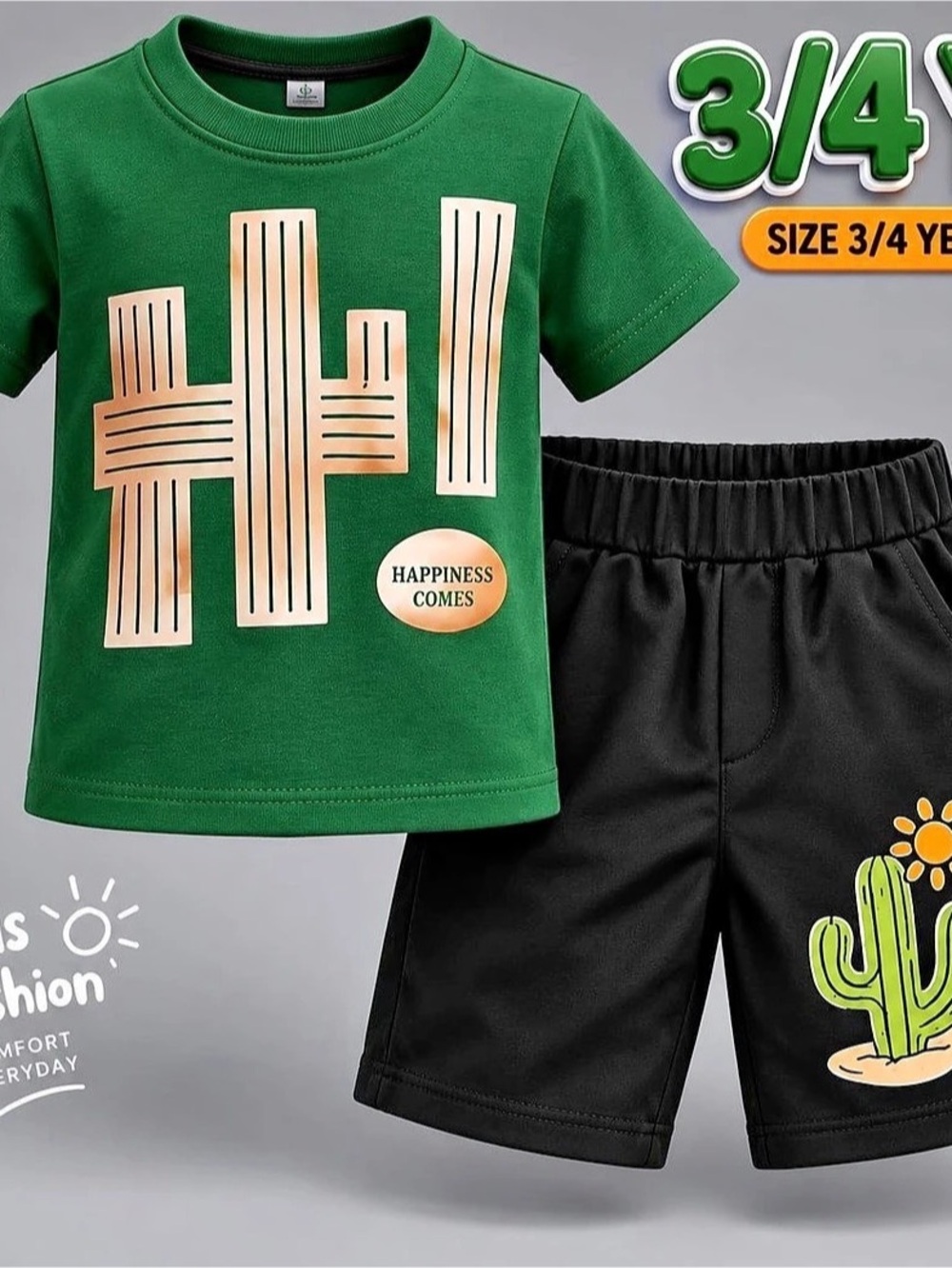 Boys Green & Black Set Size 3/4Y Like New